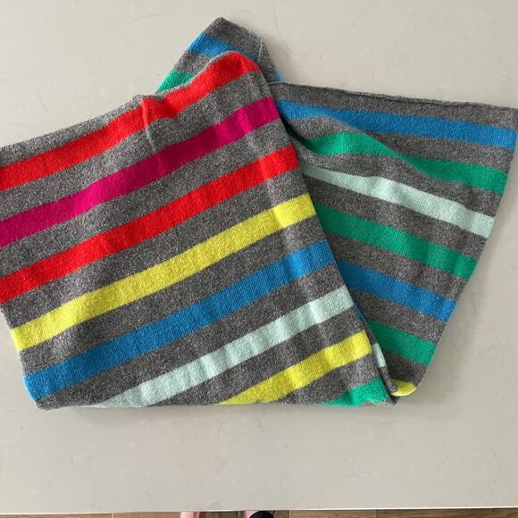 Old Navy One Size Scarf, Long, Gray with Multicolor Rainbow Stripes - Picture 3 of 3
